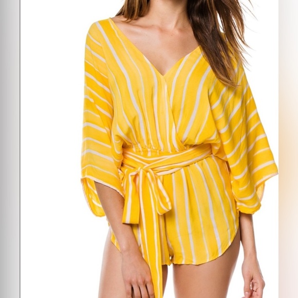 REVOLVE Indah Sunday Kimono Romper in Bee Stripe size S/M - Picture 3 of 12
